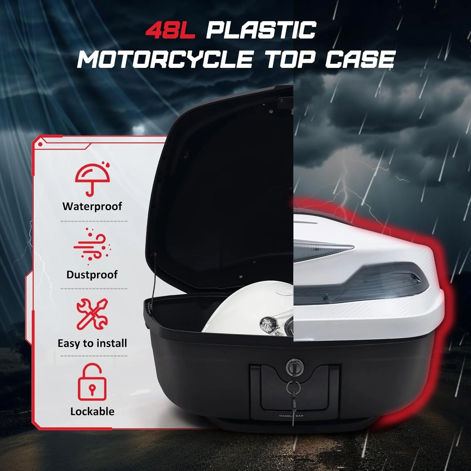 48L Motorcycle Tour Tail Box Trunk Luggage Lock Storage **Read Condition** - Image 19