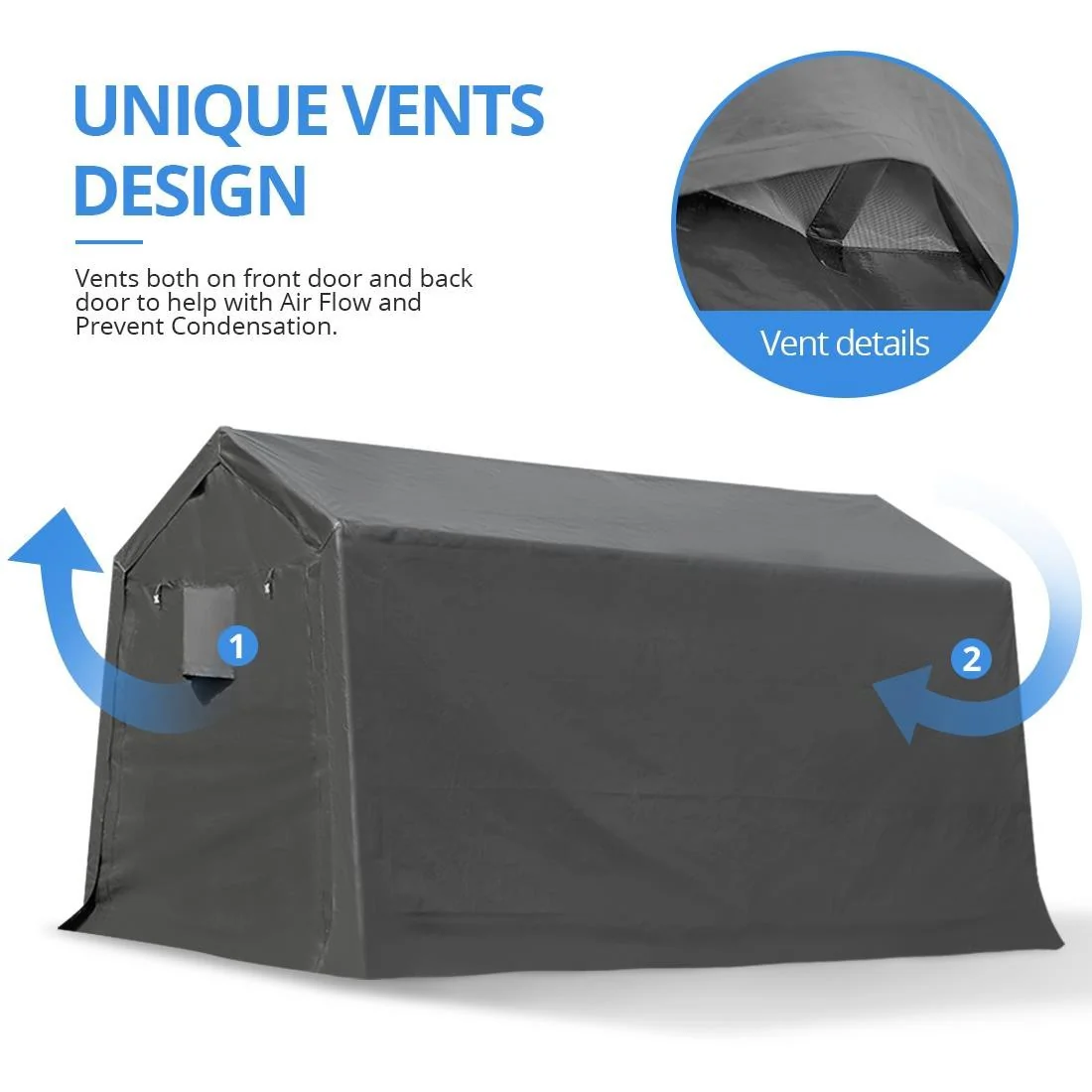 Carport 7X12 | 10X10 FT Anti-Snow Steel Canopy Shed Outdoor Garden Car Shelter - Image 3