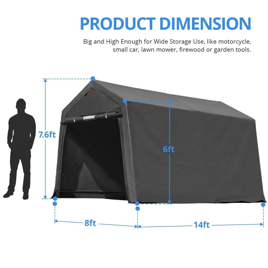 Carport 7X12 | 10X10 FT Anti-Snow Steel Canopy Shed Outdoor Garden Car Shelter - Image 77