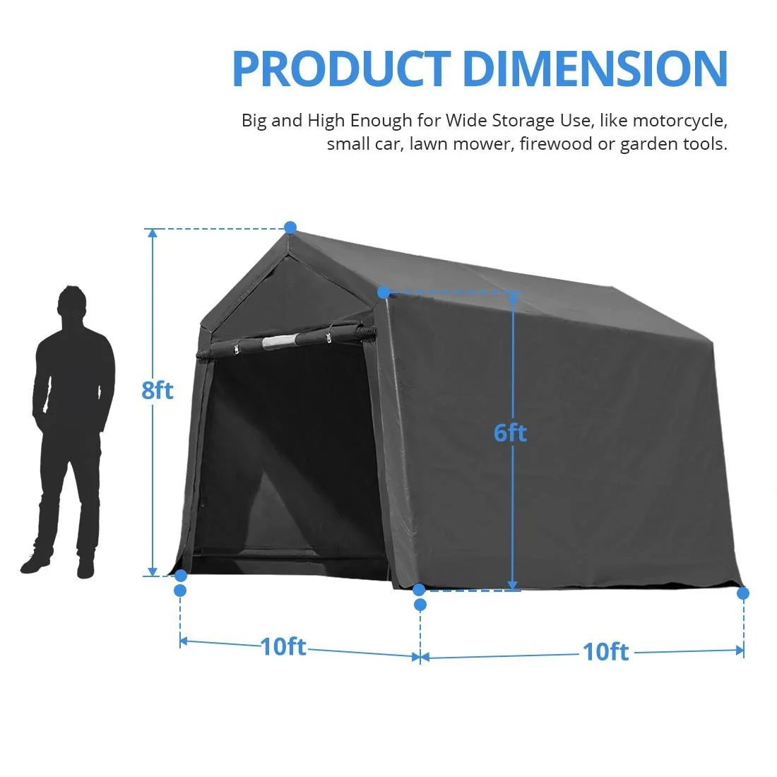 Carport 7X12 | 10X10 FT Anti-Snow Steel Canopy Shed Outdoor Garden Car Shelter - Image 87