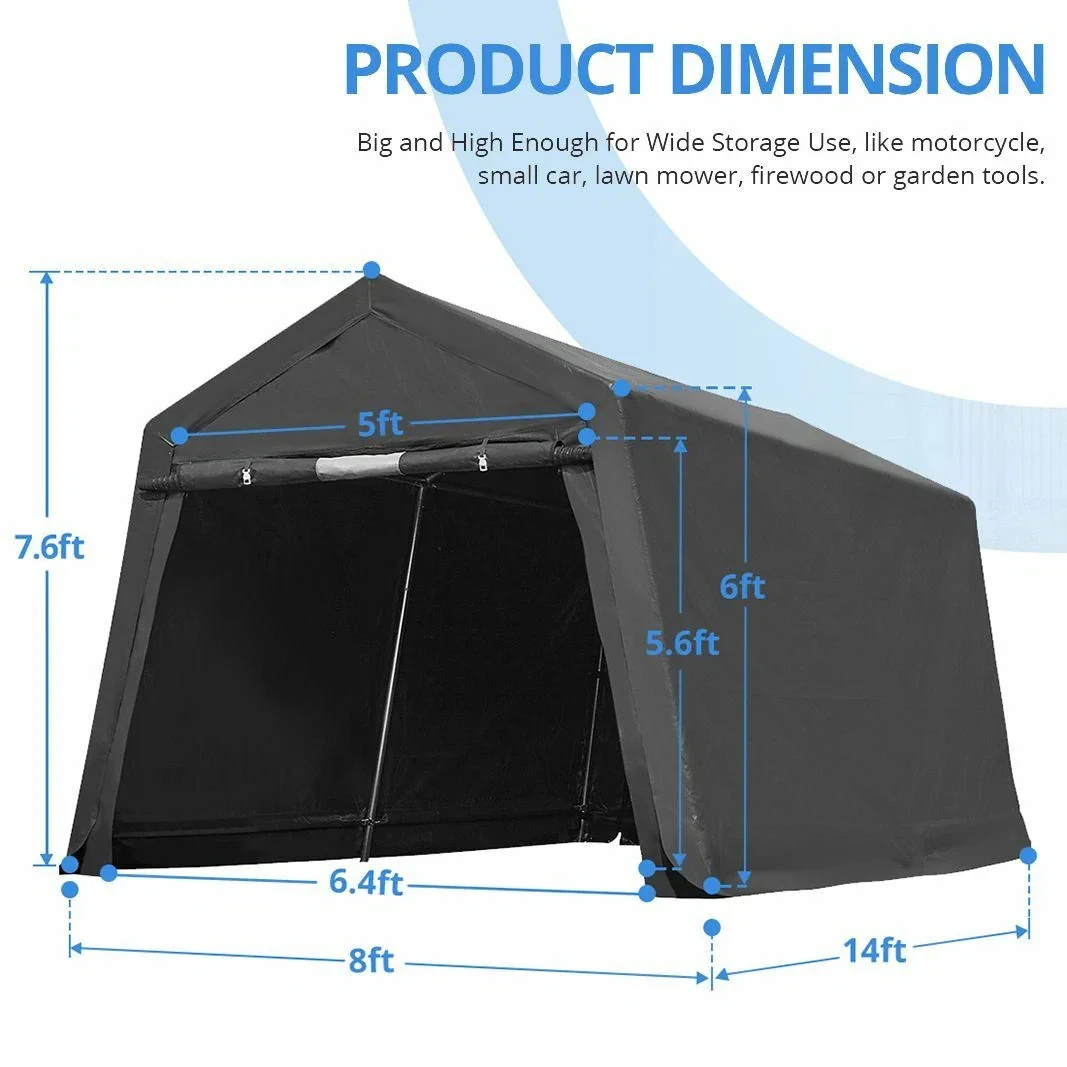 Carport 7X12 | 10X10 FT Anti-Snow Steel Canopy Shed Outdoor Garden Car Shelter - Image 88
